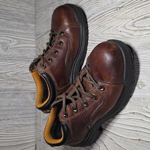 Timberland PRO TiTAN Oxford EH Alloy-Toe Brown Leather Work Shoes Womens Size 6